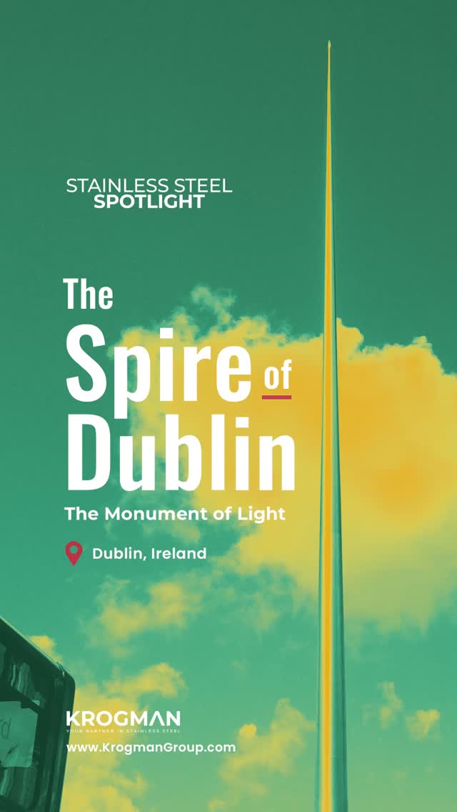 And for our series on Stainless Steel Spotlight, we feature today one of the tallest stainless steel monuments in the world: The Spire of Dublin, or alternatively called "The Monument of Light", located at the heart of Dublin, Ireland.
The Spire is 120 meters tall, 3 meters in diameter at the base, tapering to a point at the pinnacle, and is fabricated from shot-peened stainless steel.
Read more on this iconic Irish landmark at www.KrogmanGroup.com
#StainlessSteelSpotlight #TheSpireofDublin #Dublin #Ireland #StainlessSteel #AroundTheWorld
Credits:
Videos: The Spire of Dublin - Co. Dublin - Ireland 4K Footage (Drone)
by How Birds See Ireland: https://www.youtube.com/watch?v=iITMQt3aRnQ&t=11s
Sunny Day View of O'Connell Street, Dublin
by Maurice Supple: https://www.pexels.com/video/sunny-day-view-of-o-connell-street-dublin-31528196/
Audio: Irish Luck by Charlie Chilango