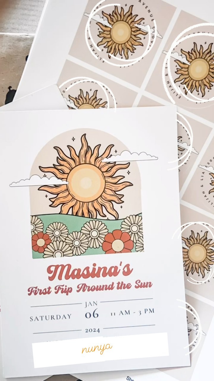 We’re absolutely enamored with this invitation set for celebrating a baby’s first orbit around the sun! And why limit your customization to just the invitations? You can personalize the labels too! We’re eagerly anticipating the moment this event takes shape once these invitations are sent out. Are you searching for a tangible way to extend invitations to your special occasion? There’s still a delightful charm in receiving a beautifully designed item in the mail that isn’t a bill. 😄
#FirstJourneyAroundtheSun #70sInvitationSuite #BirthdayBash #CelebrateWithUs #LetsCelebrate #BirthdayFun #BirthdayBliss #PartyWithFriends #CakeAndCandles #CountdownToBirthday #BirthdayJoy #TurningOne #BirthdaySurprise
#PartyPlanning #BirthdayVibes #BirthdayFiesta
#BirthdayCheers #BirthdayGathering #BirthdayWishes #GiftsAndLaughs #TimeToCelebrate #SpecialDayAhead #BirthdayWeekend #BirthdayCraze #JoinTheParty
#PartyAlert