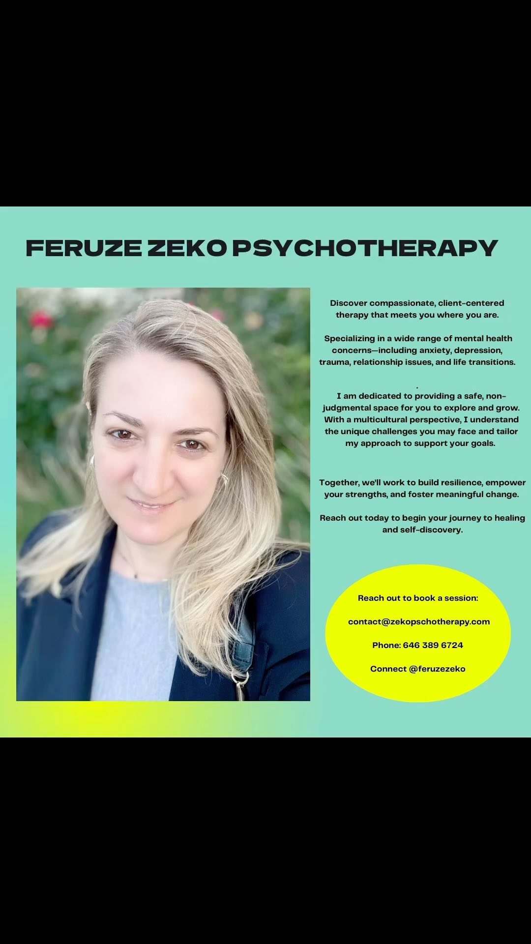 Discover compassionate, client-centered therapy that meets you where you are.
Specializing in a wide range of mental health concerns—including anxiety, depression, trauma, relationship issues, and life transitions.
I am dedicated to providing a safe, non-judgmental space for you to explore and grow.
#therapist #therapy #mentalhealth #mentalhealthawareness #mentalhealthmatters #counseling #psychology #anxiety #selfcare #therapistsofinstagram #healing #psychotherapy #psychologist #wellness #depression #selflove #counselor #counselling #psychotherapist #mindfulness #health #love #massage #trauma #mentalhealthsupport #wellbeing #counsellor #privatepractice #socialwork #relationships
With a multicultural perspective, I understand the unique challenges you may face and tailor my approach to support your goals.
Together, we’ll work to build resilience, empower your strengths, and foster meaningful change.
Reach out today to begin your journey to healing and self-discovery.