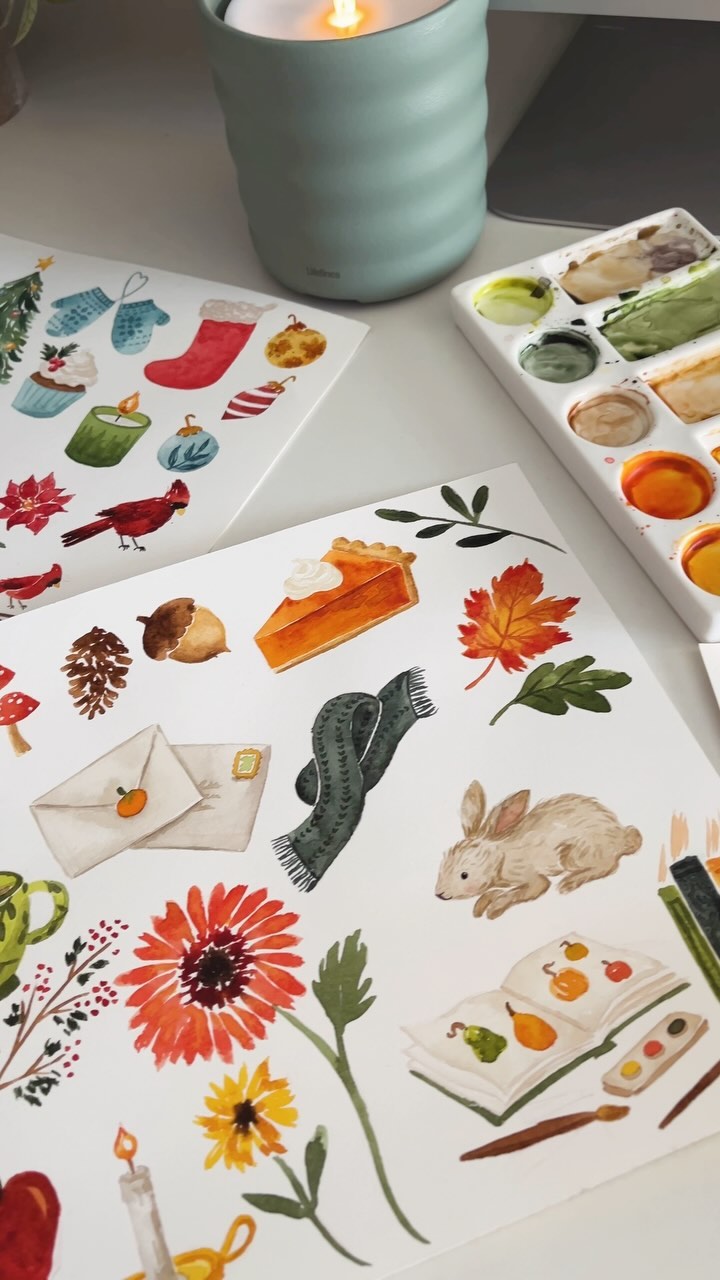 Working on some holiday icon paintings! These are ready to get made into prints and cards 🍁
#watercolorpainting #holidayart #instaartist #holidayvibes #watercolorillustration