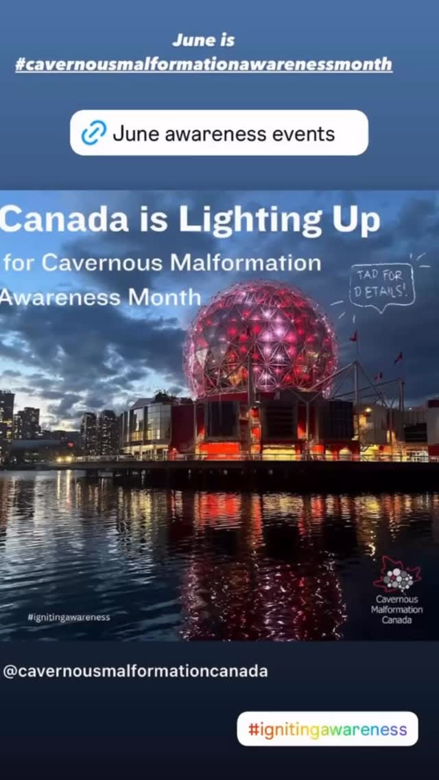 Together we raised a ton of awareness and understanding during Cavernous Malformation Awareness Month!
Check out a few highlights!
.
.
.
#cavernousmalformation #raredisease #cavernoma #toronto #cavernousmalformationawarenessmonth #cntower #edmonton #vancouver #niagarafalls #calgary #ignitingawareness #charlottetown