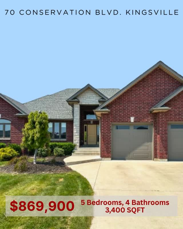 PRICE REDUCTION!!
70 Conservation BLVD Kingsville
https://www.realtor.ca/real-estate/28557748/70-conservation-kingsville