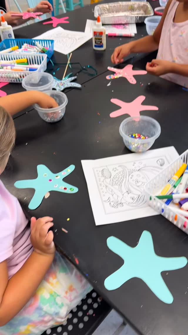 Splashed through our first Merry Mermaid camp. So many fun treasures created by our amazing artists! Our next mermaid camp starts tomorrow at 2pm ๐งโโ๏ธ๐๐ชธ