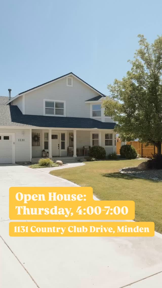 🏡 OPEN HOUSE — Thursday, July 17 | 4:00–7:00 PM
📍 1131 Country Club Drive, Minden, NV
Come explore this stunning 4 bed, 3 bath home on ½ acre in the sought-after Saratoga Springs neighborhood!
✨ Features:
– Spacious layout with room to grow
– Parking for 7 + RV access
– Detached workshop
– Beautifully landscaped garden
– Access to local walking/running trails & neighborhood park
– Unbeatable Sierra mountain views 🌄
This home truly checks all the boxes — swing by the open house and see it for yourself!