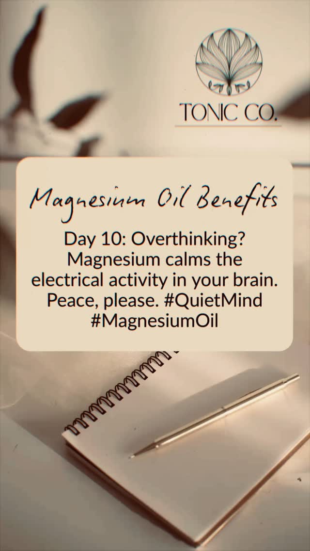 Canβt switch your brain off? π§ β‘
Magnesium calms the electrical activity in your nervous system, helping your mind slow down so your body can truly rest.
A few sprays = less overthinking, more unwinding. β¨
#TonicCo #MagnesiumForCalm #OverthinkingRelief #NaturalRest #MindCalm #RestoreYourBody #TonicTip
