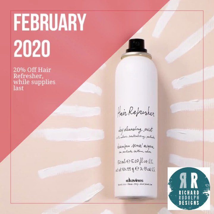 Take 20% off Hair Refresher this month, while supplies last. Senior Beauty Editor for Allure Magazine had this to say about Hair Refresher, “After washing and blowing out my hair the next morning, I spritzed my favorite formula—Davines Hair Refresher—on my fairly-clean roots just before bed, then gathered my hair in a loose topknot. And lo and behold, when I woke up, let down my hair, and combed out the dry shampoo, my style felt surprisingly fresh and looked way more voluminous than normal. I did the same move for three more evenings, and didn’t have to wash my hair in-between. For me, that’s a beauty miracle.”