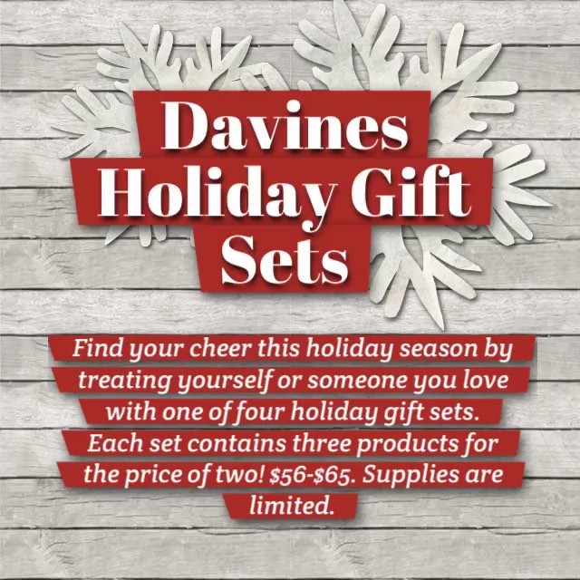 Find Your Cheer! Davines Holiday Gift Sets now available! Three products for the price of two! $56-$65. Stop by and pick up the perfect set. Supplies are limited. #holidaysarecoming #cheer #giftsforher #giftsforyou #davinesnorthamerica #richardrudolphdesigns #cityway #suite6