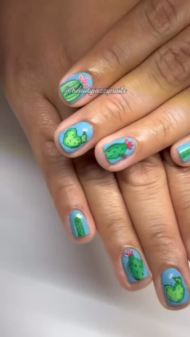 #beautyjazzynails
💅🏽✨ Cactus Custom Design ✨💅🏽