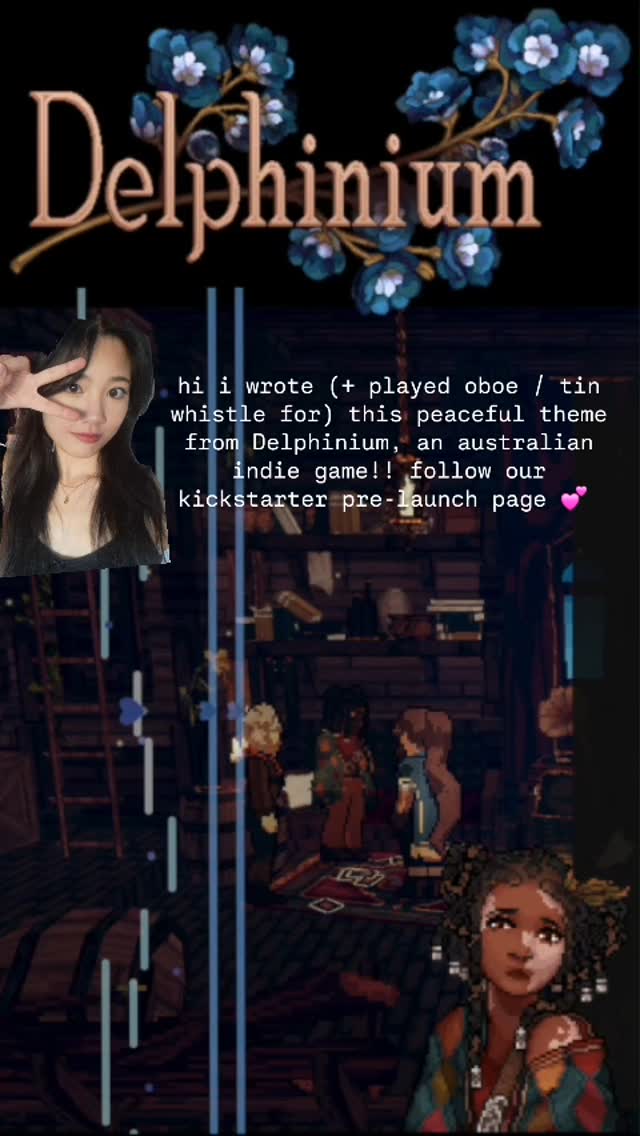 our kickstarter page just dropped for Delphinium, a cosy bittersweet farming sim! here's one of the cosiest tracks in the game, for the enigmatic Briar, ft. SableProvidence on flute and me on oboe + tin whistle 🌱✨️
link to pre-launch kickstarter page here: https://www.kickstarter.com/projects/cinnadev/delphinium-by-cinnadev