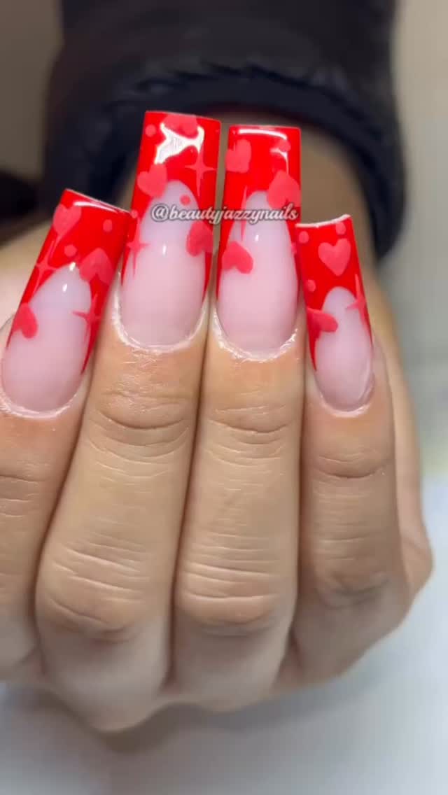 Red heart custom nails! #beautyjazzynails www.beautyjazzynails.com