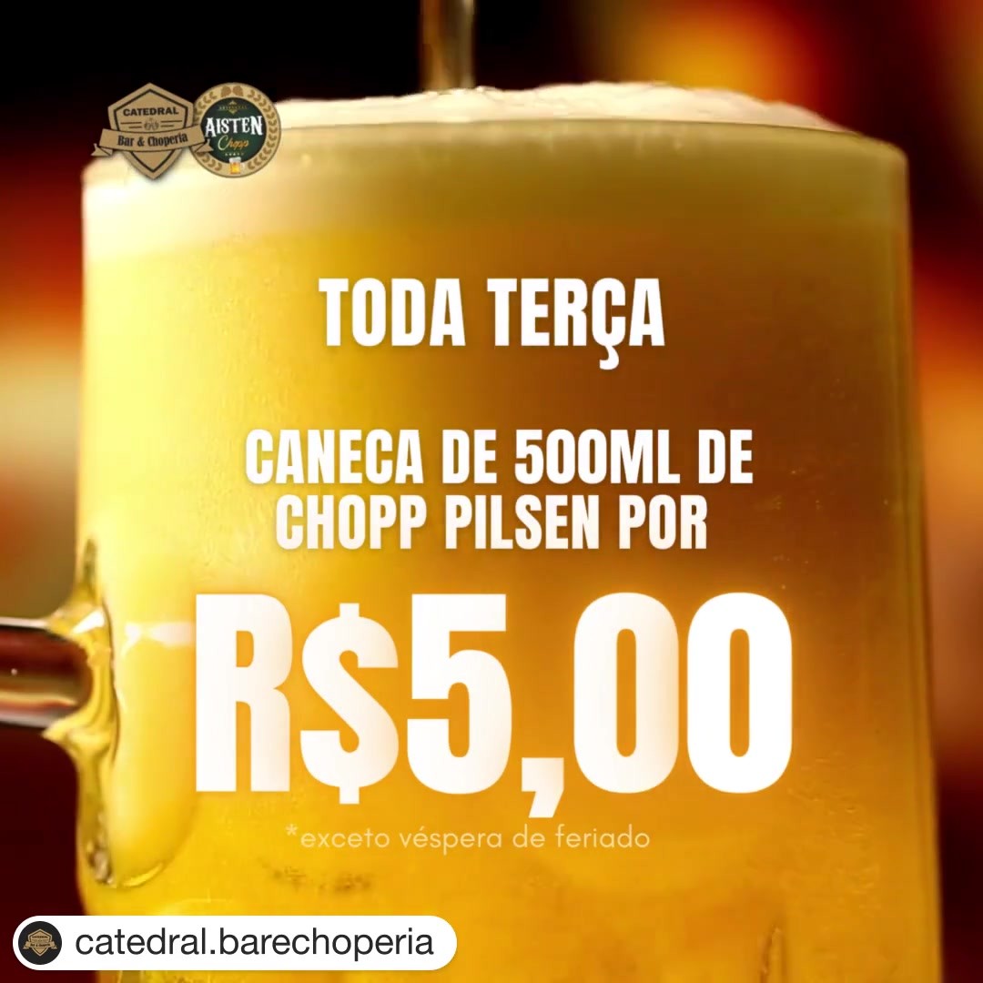 #Repost @catedral.barechoperia Chopp Pilsen 500 ml a R$ 5,00 é aqui no Catedral.
Que tal começar o ano aqui com a gente?
Vem pro Catedral!
⏰Terça a domingo das 17h à 1h
🎵Musica ao vivo de terça a domingo a partir das 20h
🍺Chopp Aisten
📍Rua Dr. Barros Junior, 702 Centro Salto
#catedralsaltosp #catedralbarechopperia #obardesalto #catedralobardesaltp #choppemsp
#bardesalto #saltosp #chopp #aisten #confraemsalto #bilharemsalto
#vemprasalto #saltonoinsta #saltodica