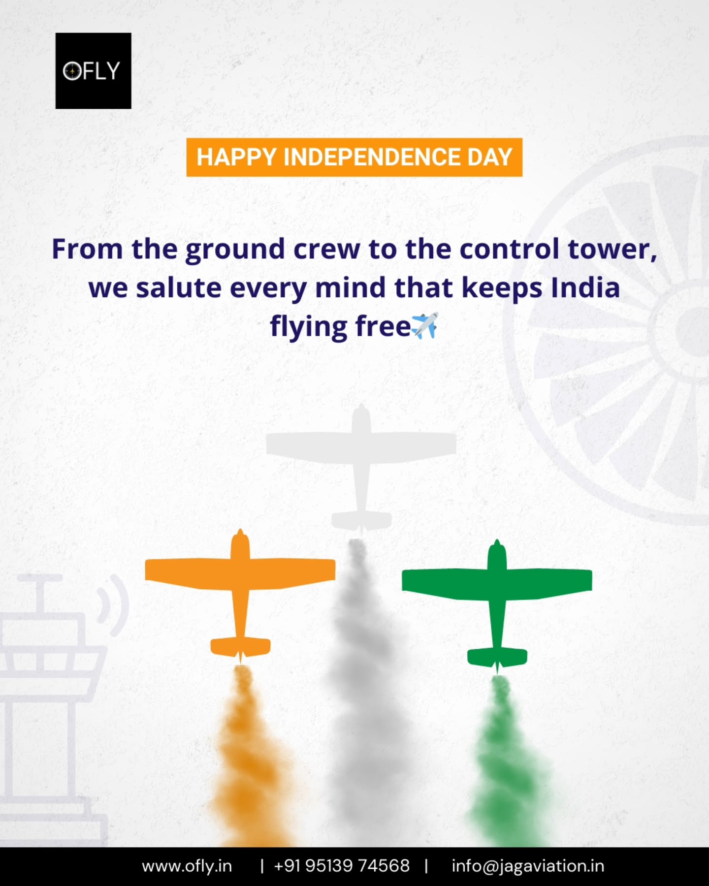 ✈️ Soaring High, Proud & Free
This Independence Day, we celebrate not just the freedom of our nation, but also the freedom to dream, explore, and take flight.
From the skies above to the hearts within – let’s keep aiming higher.
Happy Independence Day! 🌟
#OFLY #IndependenceDay #FreedomToFly #SoaringIndia #AviationDreams #FlyHighIndia