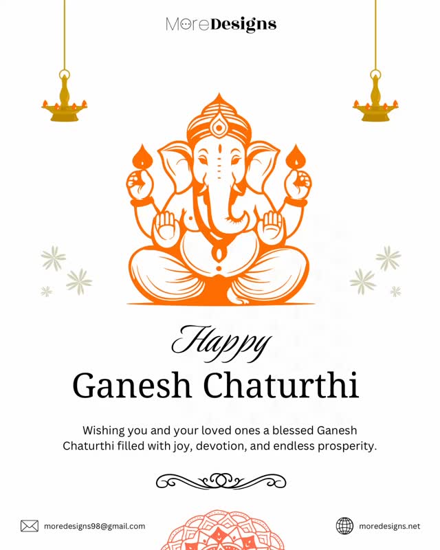 🌸 Ganesh Chaturthi reminds us to embrace wisdom, patience, and determination. Wishing you and your family abundant happiness, success, and growth this festive season. 🙏✨
#GaneshChaturthi
#GanpatiBappaMorya
#FestivalVibes
#Blessings
#SpiritualGrowth
#PositiveVibes
#Prosperity
#Wisdom
#Happiness
#FestiveSeason
#IndianFestivals
#CulturalCelebration
#NewBeginnings
#Inspiration
#Motivation
#PeaceAndProsperity
#Tradition
#Celebration
#Success
#Growth
#MoreDesigns
#moredesign