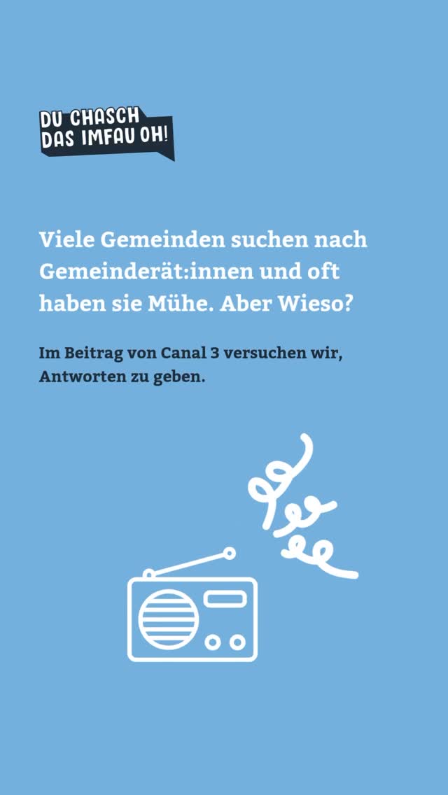 Viele Gemeinden suchen nach Gemeinderät:innen und oft haben sie Mühe. Aber Wieso?
Dahinter steckt ein strukturelles Problem.
Wir brauchen mehr junge Menschen in den Gemeinderäten!
Aber wie motiviert man mehr Junge, sich in der Gemeinde zu engagieren?
In einem kurzen Beitrag von Canal 3 versuchen wir, Antworten zu geben.
Natürlich braucht es nicht nur Social Media.
Es braucht:
sichtbare Vorbilder
konkrete Möglichkeiten
niedrigschwellige Einstiegsmöglichkeiten
Motivation durch Community und Netzwerke
Sichtbarkeit und klare Kommunikation
Ah & PS: Es ist Simon Rauber nicht Simon Lauber ;)
Danke dass ihr über dieses wichtige Thema berichtet @radiocanal3