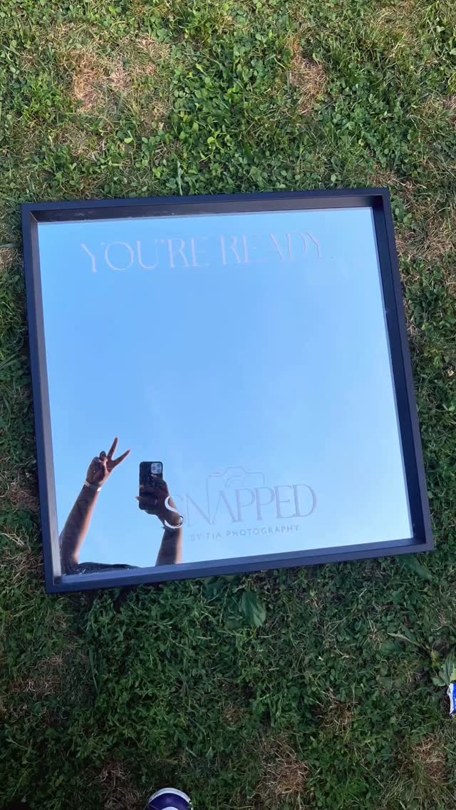 She’s ready — and so are you! Custom branded mirror by yours truly for the amazing @snappedbytia 🤭🤩🥰🔥 Y’all go wish her a happy birthday and when you book your next shoot, be sure to take a pic! Book SnappedByTia for your photoshoots and Tatiana Ashanti Studio for branded mirrors like this and all of your custom personalized decor, accessories and apparel needs 😉😌🫶🏾