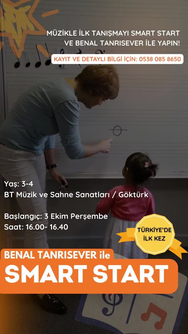 Smart Start ilk defa Benal Tanrısever ile Türkiye'de!
Müzik-ritm duygusunu geliştirmek,
İşitsel ve motor becerilerini güçlendirmek ve
müzikle öğrenmek isteyen 3-4 yaşındaki tüm çocuklarımızla BT Müzik ve Sahne Sanatları'da görüşmek üzere✨🥁🎹
Tarih: 3 Ekim Perşembe
Saat: 16.00 - 16.40