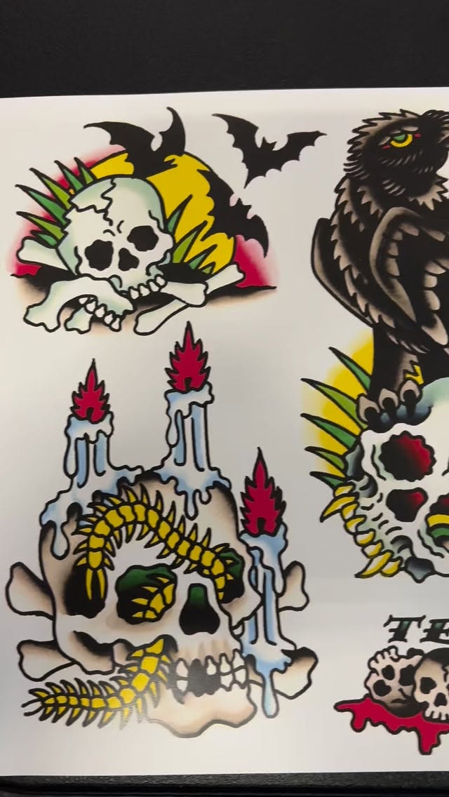 Here’s the biggest sneak preview we’ve ever posted of our flash available this Saturday at Harvest Fest! 100s to see in person. 🔥🤘💀🎃👻🕸️🕷️🔥
#studio100bg #bowlinggreenva #carolinecountyva #spookytattoos