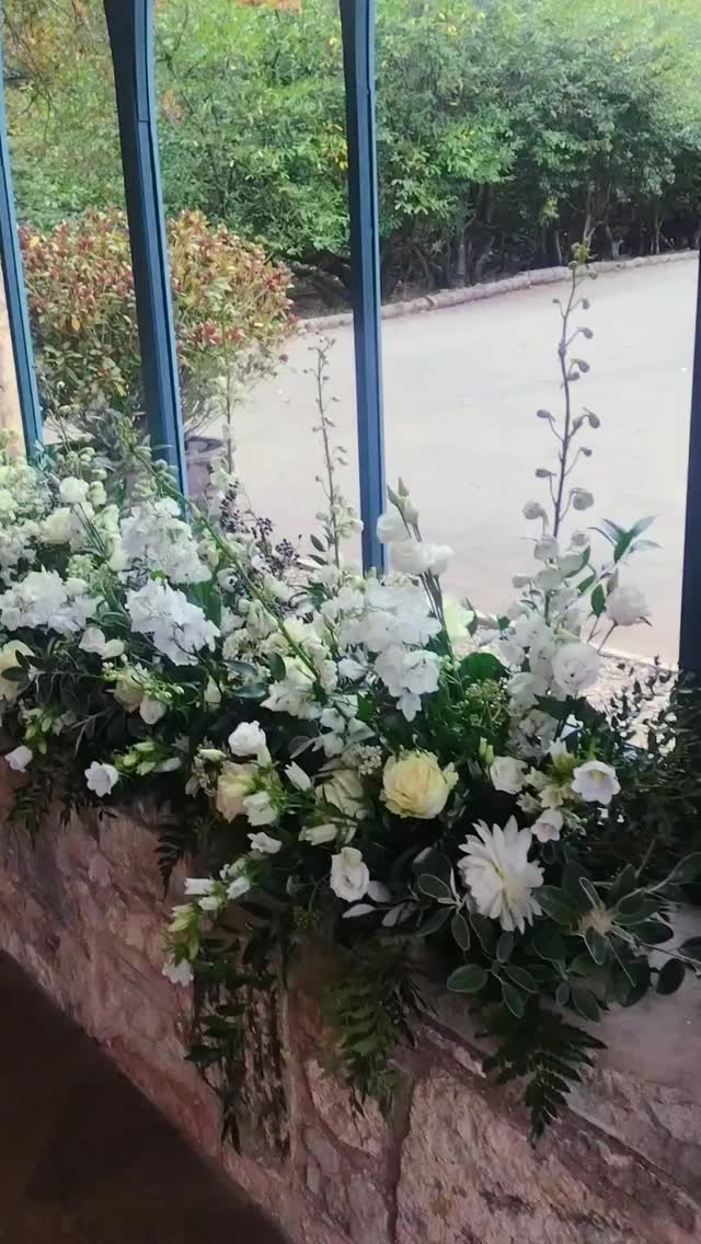 Gorgeous delphiniums for A&D's wedding windows @broxmouthcourtyard such a stunning venue congratulations 💕 #delphiniumlove #broxmoutjcourtyard #weddingflowersedinburgh #weddingwindowmeadow #whiteandgreenweddingflowers #weddingfloristedinburgh