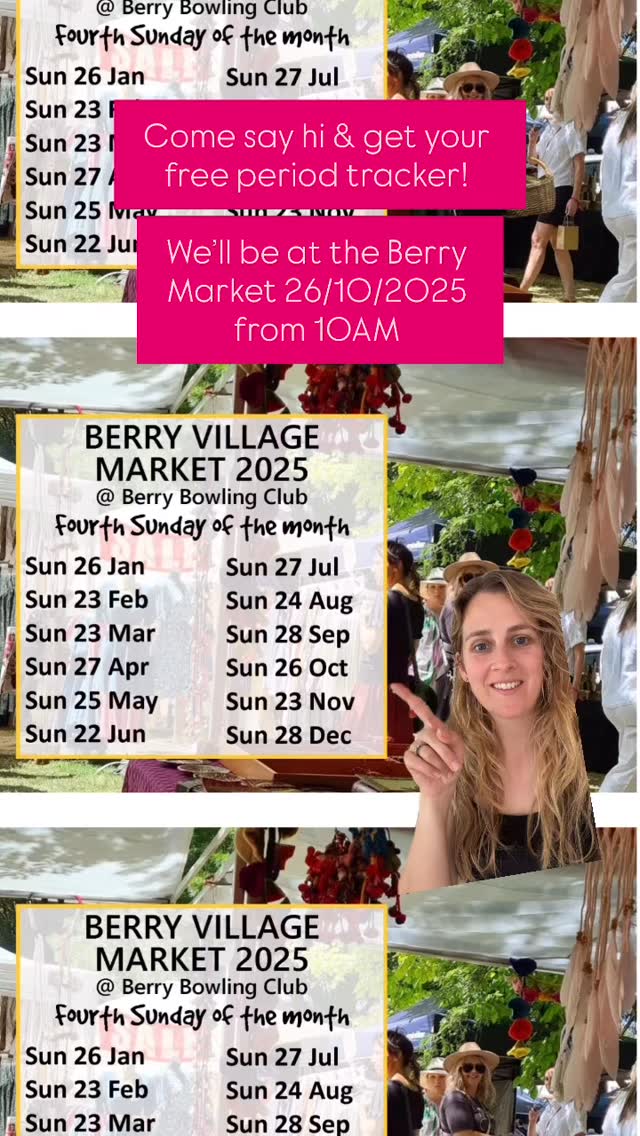 Come find us from 10AM on Sunday 26/10/2025 at the Berry Markets!
Get your free period tracker (while stock lasts) ♥️🩸
#popup #berryvibes #berrymarket #berrynsw
