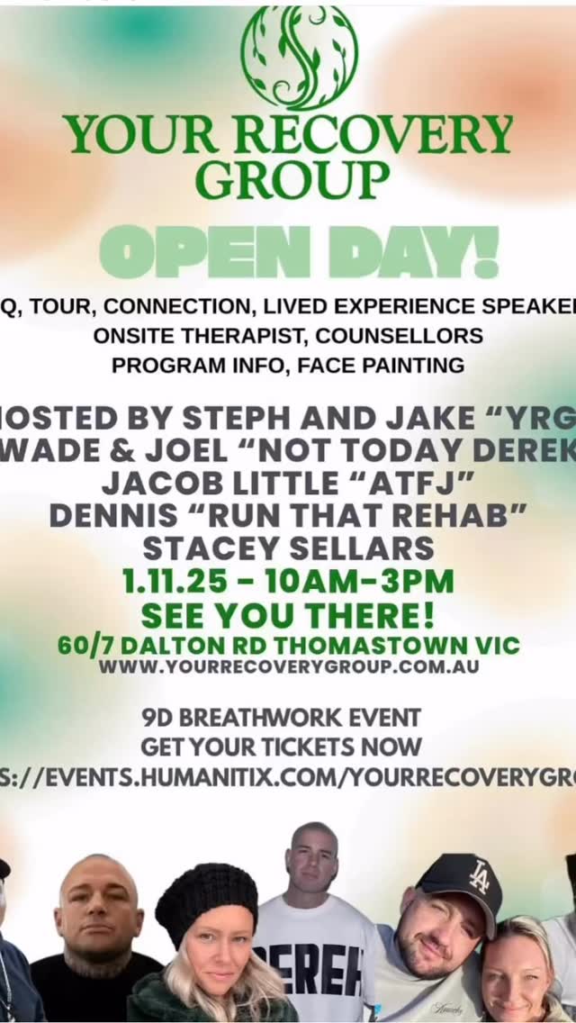 If you’re free this Saturday, come and check out Steph and Jake’s new facility in Thomastown. There’s just so much to offer to all who wish to turn their lives around.
I’ll be guest speaking on the day too.
There’s nothing I love more than being a part of something that is focused on changing and saving lives!!!
#drugaddiction #addictionrecovery #traumarecovery #trauma #bailsupport #9Dbreathwork #holistichesling #newearth #5dconsciousness