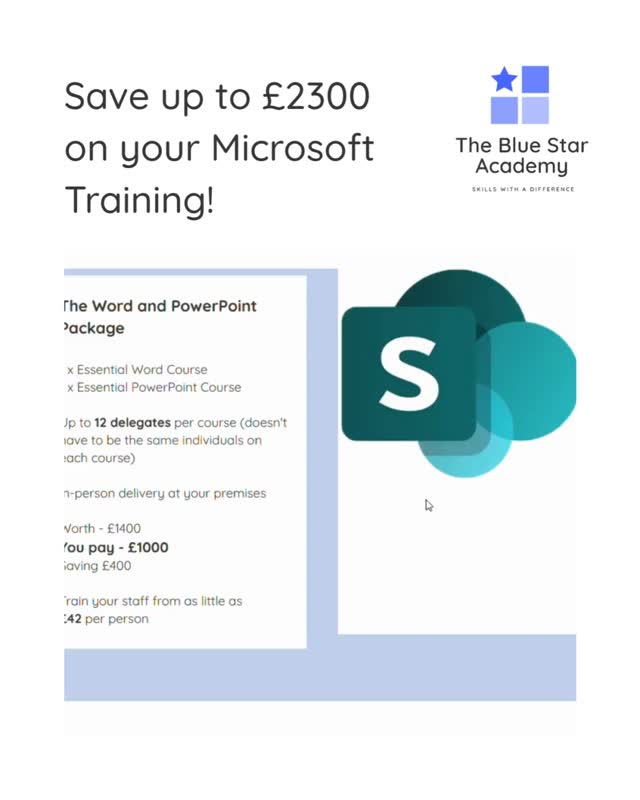 Do you need Microsoft Office 365 training for your staff?
I know my Microsoft 365 training courses are just the ticket, so why not invest in knowledge that sticks?
Are you ready to boost your team’s productivity?
Let's make it happen!
DM the words "BOOST" to find out how!
Training in:
📈 Microsoft Excel
📊 Microsoft Power BI
📝 Microsoft Word
👥 Microsoft SharePoint
🖥 Microsoft PowerPoint
2249 happy students
290 training solutions delivered
19 years of professional experience
11 years of teaching experience
Visit me at www.thebluestaracademy.co.uk
#ExcelTraining #EmployeeGrowth #SkillBuilding