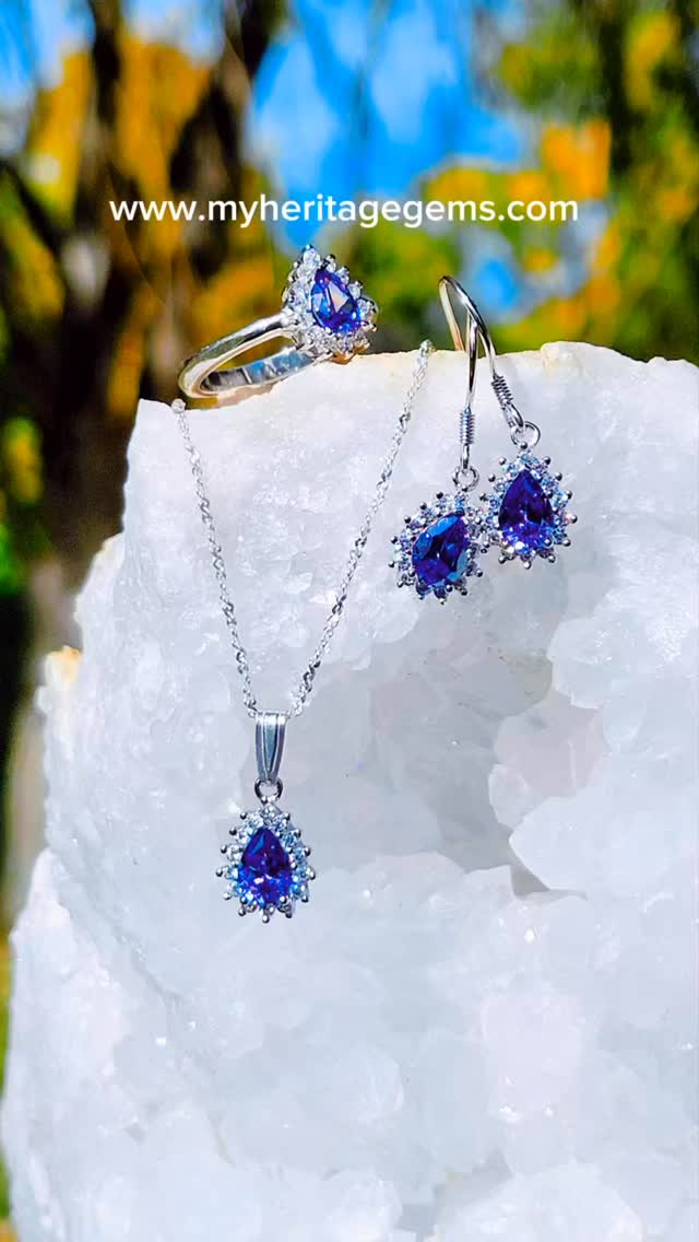 Light Iolite Stone Jewelry. More options on our website www.myheritagegems.com #jewelry #sterlingsilverjewellery #gems #coloredstones #iolite #newproduct #christmasgiftidea