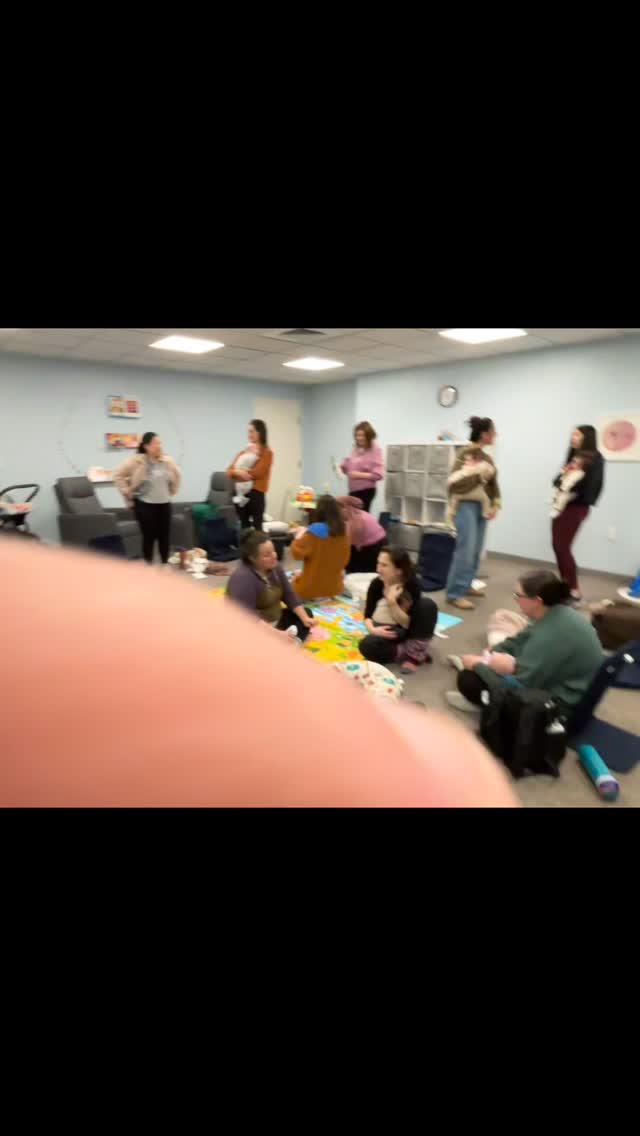 A messy looking room with breastfeeding pillows tossed about, strollers and car seats all over, empty plates scattered, it is our dream come true!!!! Moms connecting about motherhood, babies, identity shifts, expectations, birth stories, endless conversations and shared experiences. The. dream. #bostonbirthvillage #bostonbirth #everyoneneedsavillage #findyourvillage #postpartum