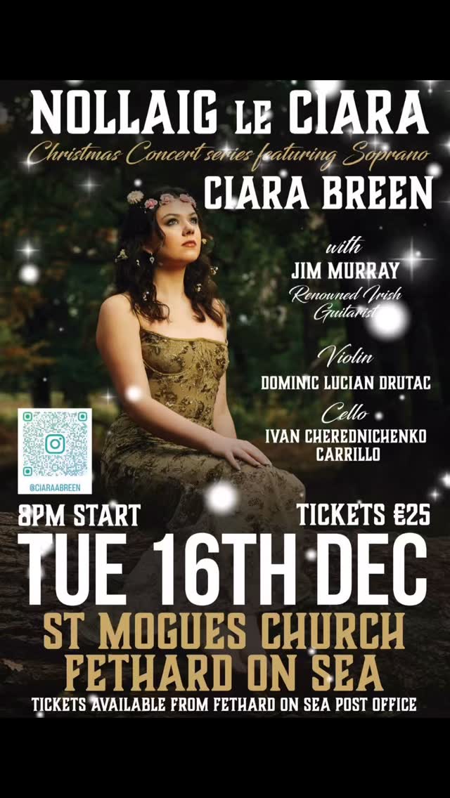 Get into the Christmas spirit & join us at the St Mogues Church on Tue 16th Dec 8pm 🎄 Enjoy Soprano @ciaraabreen with special guest @jimmurraymusic & friends ✨ Tickets on sale at Fethard on Sea post office 💌
•
Follow 👉 @thistledown_lodge
•
#hookpeninsula #christmas #christmasconcert #music #jimmurray #ciaraabreen #visitwexford