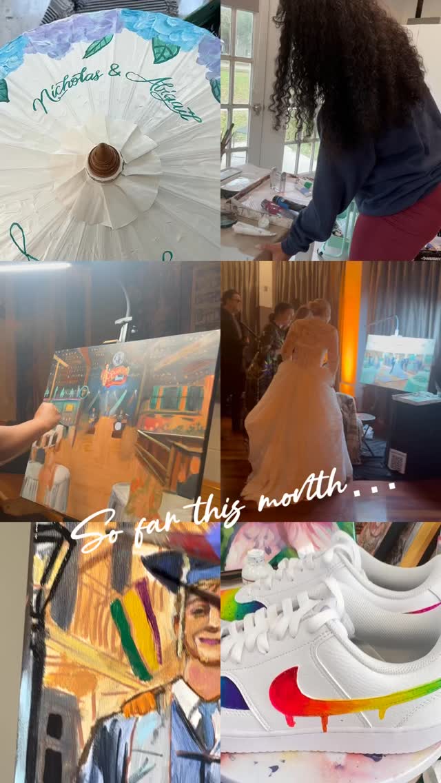 So far this month… 🎨✨
From painting custom shoes for a private company giveaway winner 👟
to capturing a wedding live on canvas 💍
to that unforgettable bride reaction at the reveal 😭
to painting an umbrella for the first time ☂️
to creating a custom portrait from the heart 🖌️
Different mediums.
Different moments.
Same passion for storytelling through art.
This is why I love what I do — every piece has a purpose, every project tells a story.
Thank you to every client, couple, and brand who trusted me with something meaningful this month 🤍
—
✨ Save this if you love seeing art come to life
💬 Comment which moment was your favorite
📩 Now booking weddings, portraits & custom projects
#Customart #liveweddingpainting