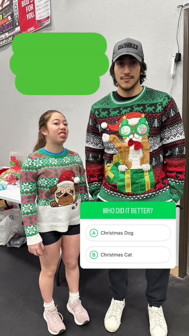 🎄 Coach Bryan and Youth Fitness athlete went head to head on the ugly Christmas sweaters this year. 🟢
Which do you prefer?? #tailormade4me #fairbanksfitness #fitfam #kidsfitness #alaska