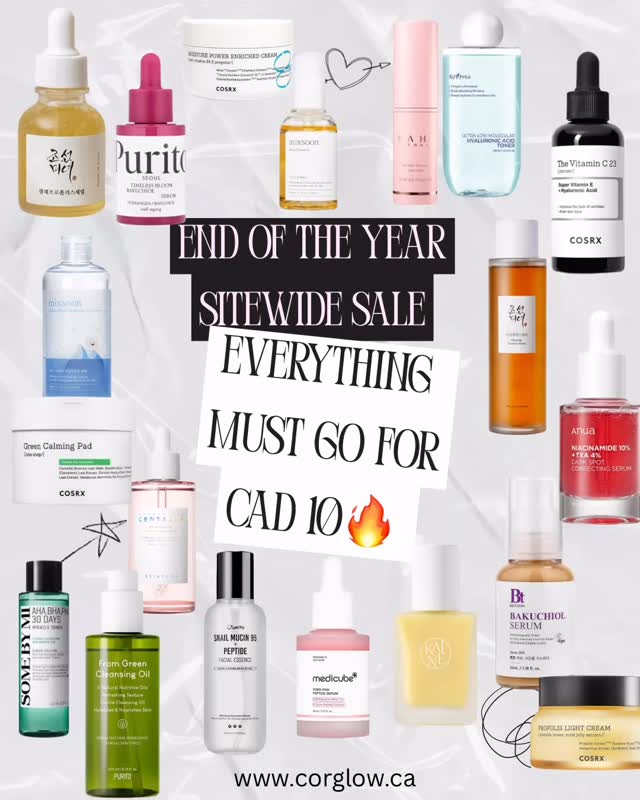 End of the Year Sitewide Sale🔥
Everything Must Go for CAD 10! 🔥
Hurry while stock lasts🛒
#koreanskin #koreanskincareproducts #kbeautylover