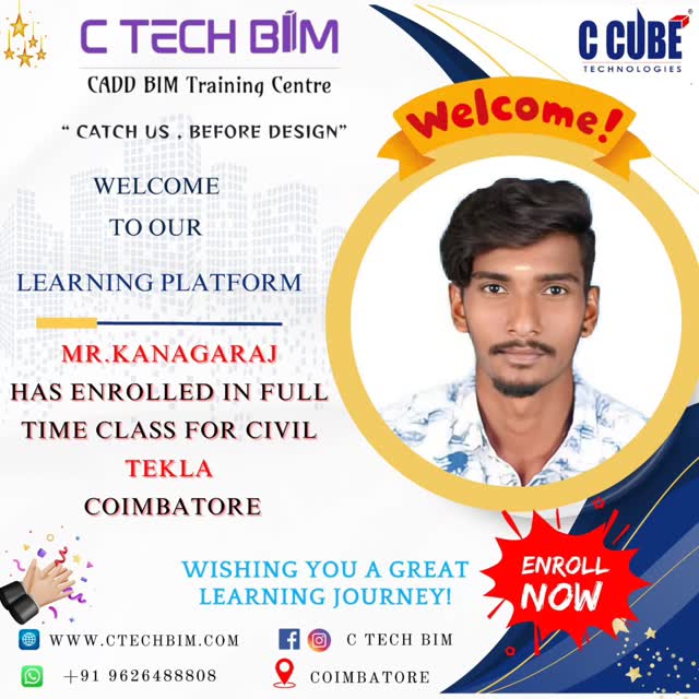 Welcoming Mr. Kanagaraj to the C TECH BIM Learning Platform! ๐คโจ
He has joined our Full-Time Civil TEKLA Course to upgrade his skills and build a strong future in the construction industry ๐๏ธ๐ก
Wishing him a successful and inspiring learning journey! ๐
๐ Coimbatore
๐ www.ctechbim.com
๐ +91 9626488808
#CTechBIM #Tekla #CivilEngineering #BIMTraining #Coimbatore StudentWelcome LearningJourney ConstructionDesign CareerGrowth