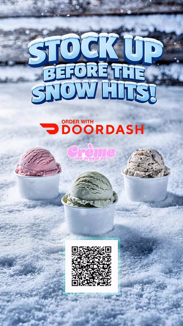 Only a couple days before we’re expecting snow ❄️
Now’s the time to stock up on pints of your favorite flavors.
Cozy classics and crave-worthy scoops like:
🍰 Tiramisu
🍫 Brownie Batter
🍪 Oreos & Cream
🍯 Biscoff Crumble
…and plenty more waiting in the freezer.
Don’t wanna brave the cold? Scan the QR code and order straight through DoorDash — quick, easy, and hassle-free. Stay warm, we’ve got dessert covered 🍨
📍2730 N. College Ave. Fayetteville, AR 72703
🚪Check Google Maps For Current Hours
#cremeicecreamco #icecream #fayetteville #arkansas #fayettevillearkansas