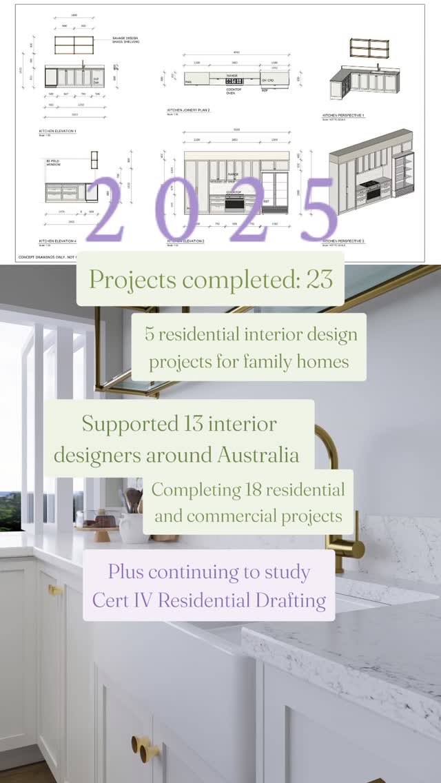 2025 has been a whirlwind as my little studio continues to grow. It's been a year of connection and collaboration, of growth and learning, and saying yes to every opportunity that comes my way.
I've finally met long-term clients and online friends face to face, hit up the design show in Melbourne and hung out with my fave people, attended the KBDI design awards and connected with incredible designers there. I've made so many new friends in the industry and found a group of people that want nothing more than for all of us to succeed.
Who would've thought I could do all of this - 23 projects, including 18 for interior designers and 5 for private clients, from far north Queensland to Melbourne, rural NSW, harbourside Sydney and metro Adelaide - all from my home studio, all while studying, volunteering and parenting.
I couldnt do it without the support of like-minded friends that have been by my side (online) since the beginning ā¤ļø
I've got nothing but gratitude for 2025 and a whole lot of excitement for what 2026 has in store.
x Carly
#interiordesign #AdelaideInteriorDesigner #kitchendesign #bathroomdesign #JoineryDesign