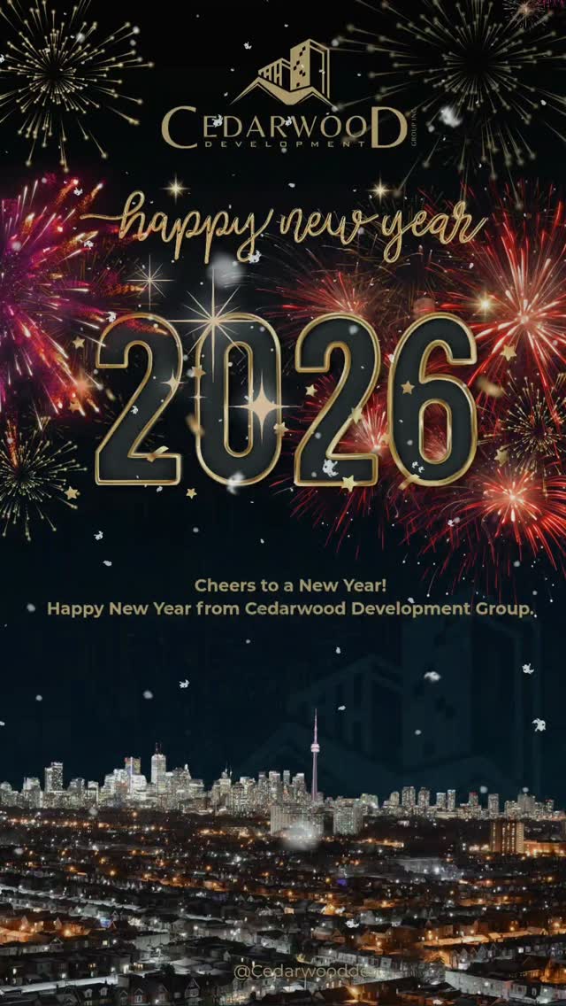 New Year. New Heights. New Foundations. 🏗️✨
Wishing you a prosperous 2026 from the team at Cedarwood Development Group. To our clients, partners, and community thank you for letting us be a part of your journey.
Let’s build something incredible together this year and continue turning dreams into reality. Cheers to 2026! 🥂🎆
#CedarwoodDevelopment #NewYear2026 #BuildingTheFuture #ConstructionExcellence #torontohomerenovations