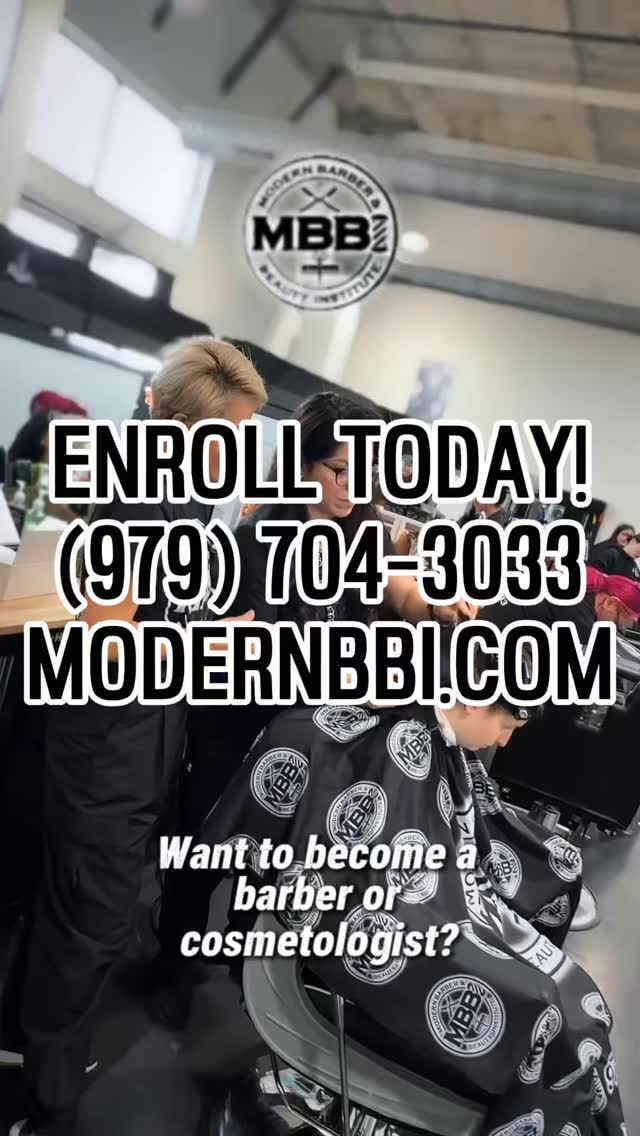 Interested in becoming a student? Schedule a tour online or give us a call!
VISIT: Modernbbi.com
CALL: (979) 704-3033
LOCATED: 425 Northpoint Crossing Suite 500, College Station, TX 77840
Service Hours: Tue - Thur 12pm-5pm
Student Hours: Tue - Thur 8am-6pm
Closed: Fri-Mon
#barberschool #cosmotologyschool #student #hair color hairdye wax barber cosmetology beauty school texas collegestation bryan bryancollegestation