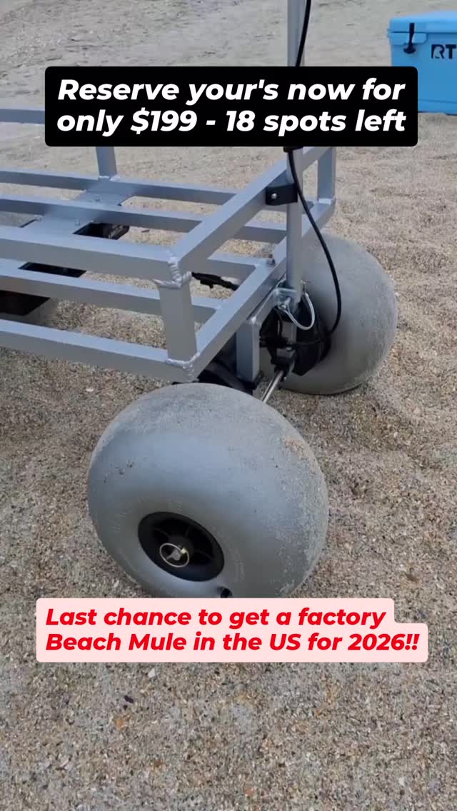 Reserve by clicking this link or on our website at www.thebeachmule.com
You heard that right!
Beach Mule may be unavailable in 2026 to the US!
No worries, as we are coming back, but our overseas Dealers have been established and we are busy fulfilling mass overseas orders (which is a huge task to handle).
Beach Mule is the ONLY worldwide available Electric beach cart solution on the market in the world! We are honored to offer beach accessibility for all - worldwide and to be made right here in the USA, exporting our product.
We are currently establishing a main Dealer in the US, but it's a big one, which requires a lot of setup, planning and staging. We hope to be ready for the US market again around summer of 2026, but there are no gaurentees at this point on a set timeline.
What we have done for a way of saying thank you to our US customers who have been so patient, kind and supportive of our US based manufactured product, is give the opportunity for one last US batch, to be ran in production alongside our latest overseas stockup batch.
We have created a 30 slot batch run for January to be shipped in February ahead of summer. 12 slots have been accounted for in the past 3 days before we had time to announce it on social media.
We want to serve everyone we possibly can, but have always had limited production direct to consumer and nearly been at max capacity since our creation, selling out nearly month to month.
You can reserve your slot for only $199, with an additional $100 off and the remainder due at the time of shipping for waiting for the February ship out date.
This is our way of saying thank you to our US customers who helped Beach Mule grow from a small business into a competitive global US manufactured and exported product company. ⛱️🛒⚡️🇺🇸
Use the link above or visit our website if you want your Beach Mule in 2026! They will be gone quickly!
#beachmule
#beachlife #electric #global #manufacturing