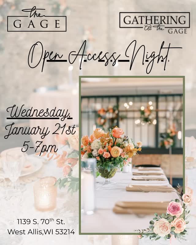 ✨JANUARY OPEN ACCESS NIGHT✨
January 21, 2026, from 5 to 7pm
Our January open access night is only a few days away and it’s ramping up to be a fantastic event!
Come eager to eat, drink, and meet a variety of incredible vendors!
The doors will be open for you to enter—no RSVP needed.
Staff will be on hand for tours, questions, and bookings.
We’re excited to see you there!
#thegagemke #openaccessnight