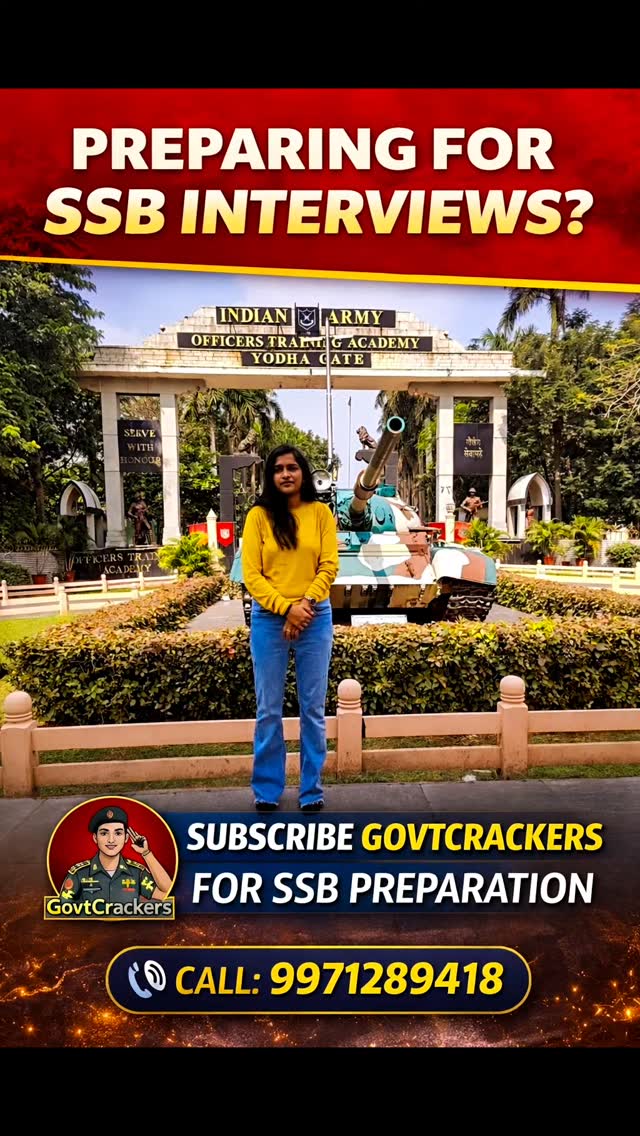 ARE YOU PREPARING FOR SSB? ๐ฎ๐ณ**
โข
โข
SSB is not about tricksโฆ
Itโs about **Officer Like Qualities** ๐ฏ
โข
โข
Right guidance + daily practice = confidence
โข
โข
๐ Subscribe **GovtCrackers** for:
โ Psychology Tests
โ GTO Tasks
โ Interview Guidance
โ Real SSB Mindset
โข
โข
๐ Call / WhatsApp: **9971289418**
โข
โข
Comment **โYESโ** if uniform is your dream ๐ฎ๐ณ๐ฅ
#SSBInterview #SSBPreparation #DefenceAspirants #OfficerLife #IndianArmy IndianNavy IndianAirForce JoinDefence SSBMindset GovtCrackers DefenceDream UniformGoals