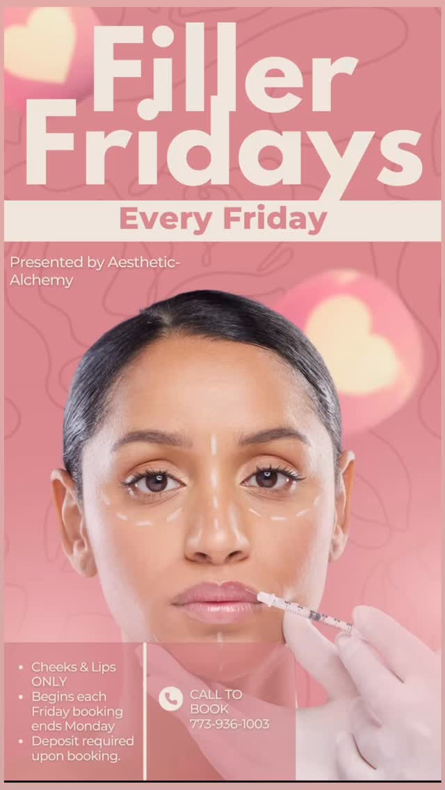 TGIF!!!! THANK GOD IT’S FILLER FRIDAY!!!! $100 any Cheek or Lip Filler Book Now!
Must book between 1/16 - 1/19 to get the discount.
Call today! 773-936-1003 #medspa #medspalife #botox #botoxfiller #chicagobotox #chicagomedspa