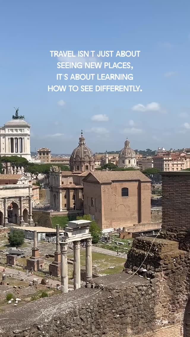Travel isn’t just about seeing new places, it’s about learning how to see differently.
It teaches you to slow down, to notice details you’d usually rush past, to listen before you speak. It enhances your perspective, challenges what you thought you knew, and reshapes the way you move through the world. Every city, every conversation, every unfamiliar moment becomes a reminder that there’s more than one way to live. And when you return home, you carry a new way of seeing everyday life.
#myrooftopstories #travelgram #travelinspo #rome