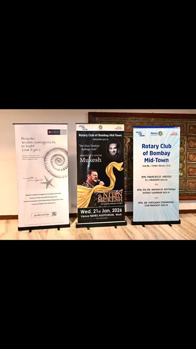 A Legacy of Melody: A Night to Remember
The Nehru Auditorium was filled with magic as the Rotary Club of Bombay Mid-Town paid tribute to the legendary Mukesh ji.
In a truly soulful performance, his son and our fellow Rotarian, Nitin Mukesh, brought timeless classics back to life.
It was more than a concert; it was an evening of deep nostalgia, celebrating a musical heritage that remains "Sada" in our hearts.
Thank you to everyone who joined us for this unforgettable celebration of music and fellowship.
#RotaryClubMidTown #musicalevening #musicaltribute #mukeshlegend #nitinmukesh