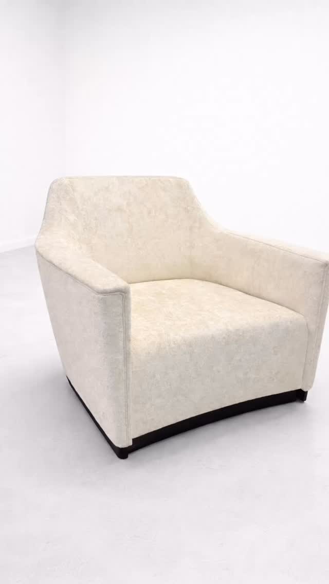 Paired this custom chair with a lovely chenille sofa on a two tiered walnut base #furniture #customfurniture #upholstery #customupholstery #furnituredesign