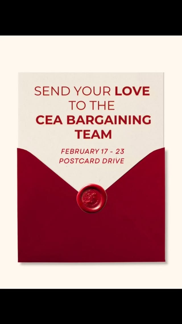 Want to share you love and appreciation for the bargaining team before the next mediation sessions? Send a postcard in support! #unionlove #ceastrong