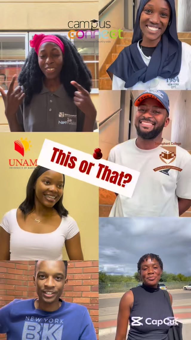 THIS or THAT? 📚🔥
We asked students from University of Namibia (Main Campus) and Triumphant College to choose their side
👀What’s YOUR pick? Drop it below ⬇️
#CampusConnectNamibia
#StudentLife #unam #triumphantcollege