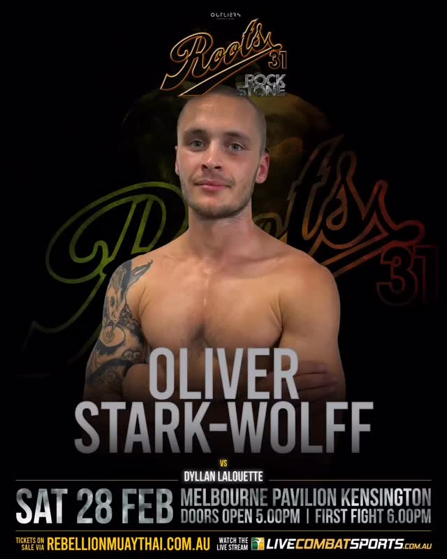 Oli matched on for his Roots debut on Saturday 🔥🔥Come show your support and cheer on Oli at the Melbourne Pavilion with first fights starting from 6:00pm. Let’s go OLLEEEEEE ! Tickets on sale now via Rebellion Muay Thai website. #muaythaifight #muaythaipro #roots31 @rebellion_muaythai
