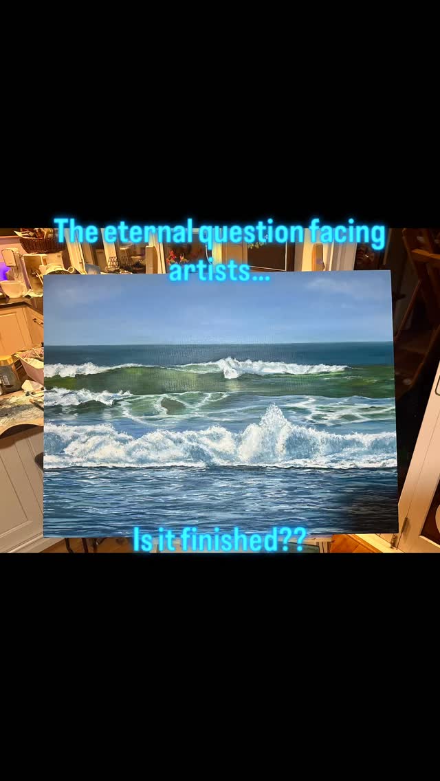 What do you think? Im finally getting around to working on a few paintings, and this one is on the easel at the moment. Every artist faces the tough choice of when to call it and say a painting is finished… I think this one may be there… I’ll take a couple of days to think on it 😂 but I’d love to hear your opinion! #seascape #artforyourhome #artforsale #oilpainting #supportartists