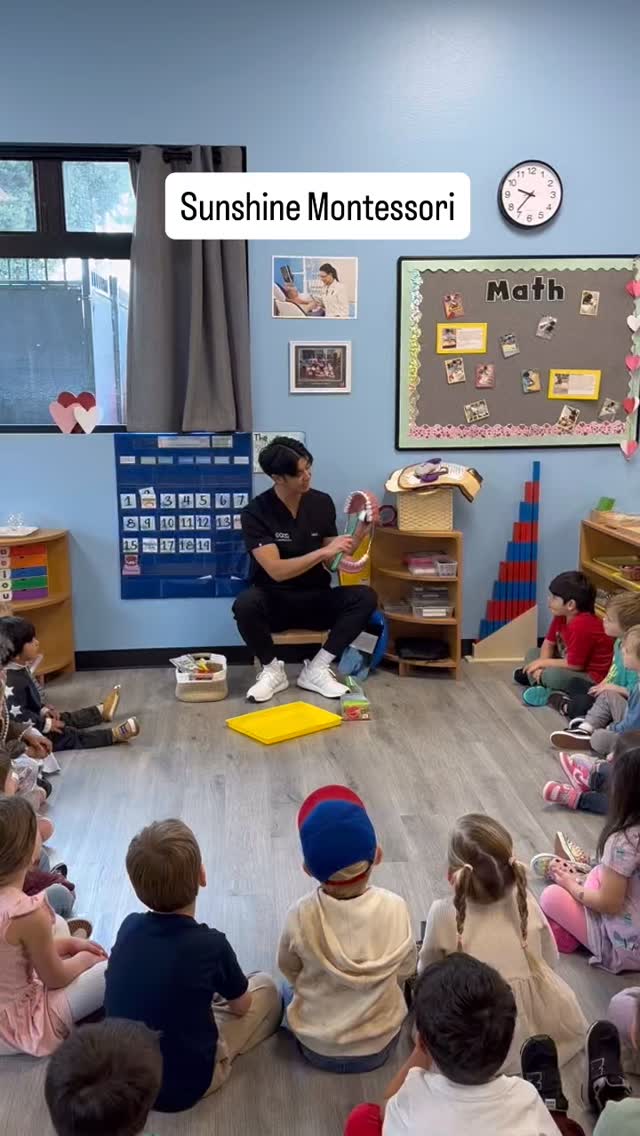 We felt so lucky to have Dr. Wong from SOCO Pediatric Dentistry & Orthodontics visit us during our Health unit to teach us all about keeping our teeth strong, healthy, and sparkling bright! Our students loved his visit! Sunshine Montessori www.sunshinemontessorisjc.com (949)388-3680 18 months-6 years #sunshinemontessori #montessoritoddlerprogram