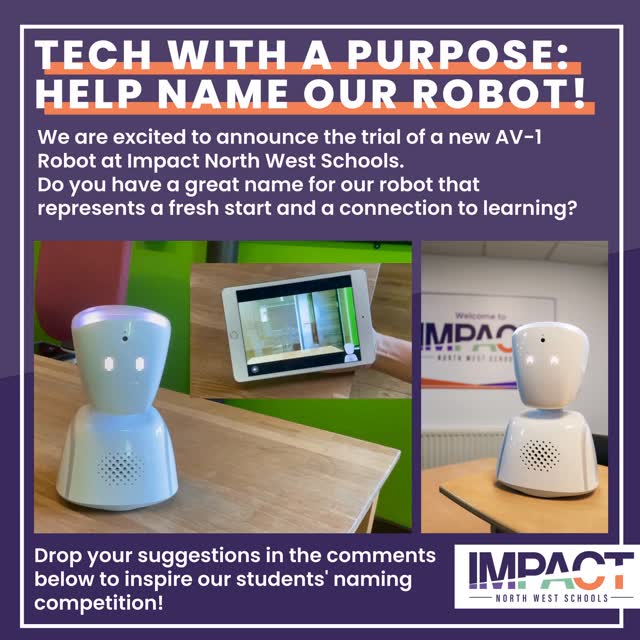 ๐ค Name Our Newest Classmate!
We are excited to announce the trial of a new AV-1 Robot. This "telepresence" technology acts as a vital link for students currently learning from home, allowing them to see, hear, and participate in classroom life in real-time. By providing a seat at the table even when they can't be here in person, we are ensuring no learner feels disconnected from our school community.
To welcome our high-tech addition properly, we need your help to find a name that captures its mission of inclusion and connection! ๐กOur students will be holding a naming competition for their new classmate, and we are looking for the most creative ideas to get them started.
We will officially announce the name once it has been chosen by the students! ๐ขโจ