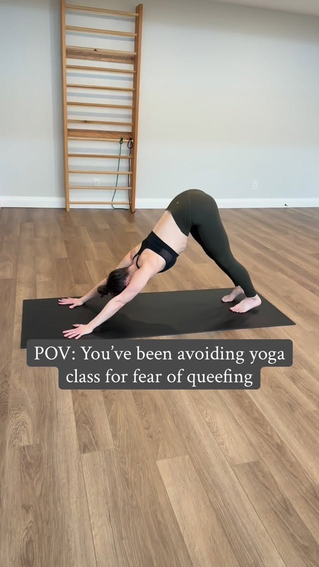 Okay, yes, it’s embarrassing.
Also- it happens!
However, if it’s happening excessively or it’s stopping you from doing things you love (like your favourite flow) here’s what to consider:
Queefing (aka vaginal flatulence) happens when air gets “vacuumed” up into your v@g!na. How often it occurs can be due to positioning as well as how well your body is managing intra abdominal pressure.
For example, if you’re lifting a leg in your downward dog, your ribs are flared, and you lift on an inhale, it’s creating an easier environment for air to get pulled in. This is largely the positional issue.
Try keeping your front ribs softened in and do the movement on an exhale, when deep core has a better chance to respond.
When it comes to managing pressure, there can be a coordination issue or a lack of your inner core unit working well. Your inner core (diaparagm, deep abs, and pelvic floor) are designed to work together to manage pressure coming into your body. If this system is weak or not synching well, you may get more than an occasional amount of unwanted noise.
If you’re wondering how to find functional movement along with managing pressure better so that your pelvic floor is quieter and stronger, join me for Core Confidence, my 8 week group series starting March 25th. Just a few spots left- details in my bio!